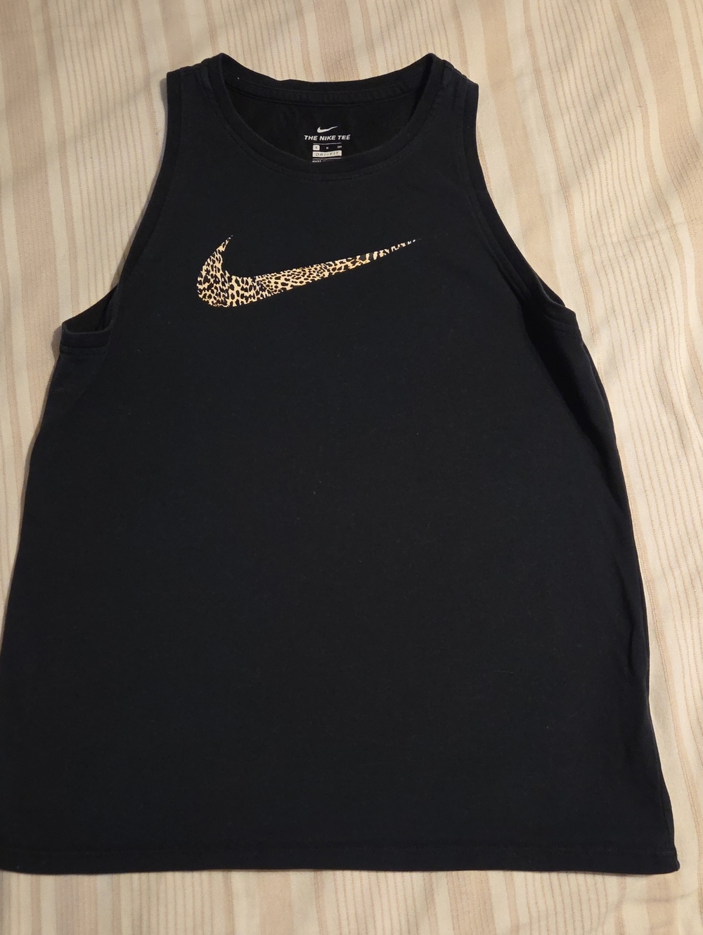 Nike Black Tank with Leopard-Print Swoosh